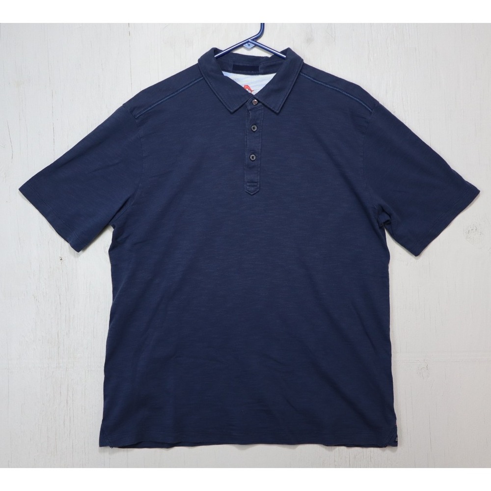 Mens Tommy Bahama Blue Polo Shirt Size L Pima Cotton Solid Short Sleeve Golf
